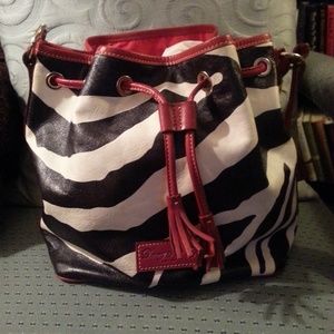 Zebra stripe leather handbag